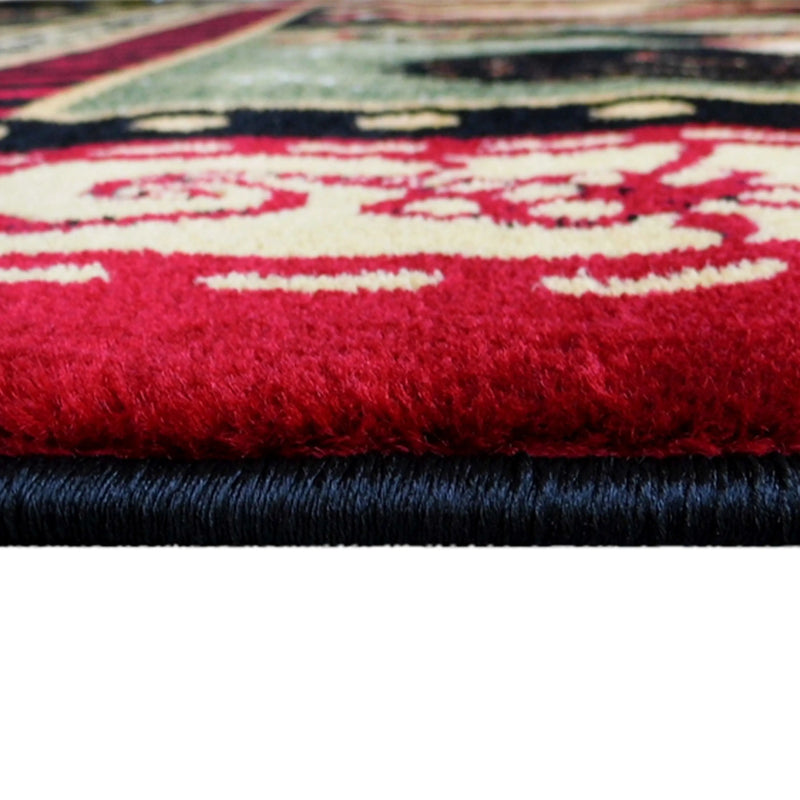 Angie Collection 4' x 5' Red Rooster Themed Olefin Area Rug with Jute Backing iHome Studio