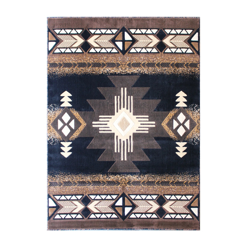 Angie Collection 5' x 7' Black Traditional Southwestern Style Area Rug - Olefin Fibers with Jute Backing iHome Studio