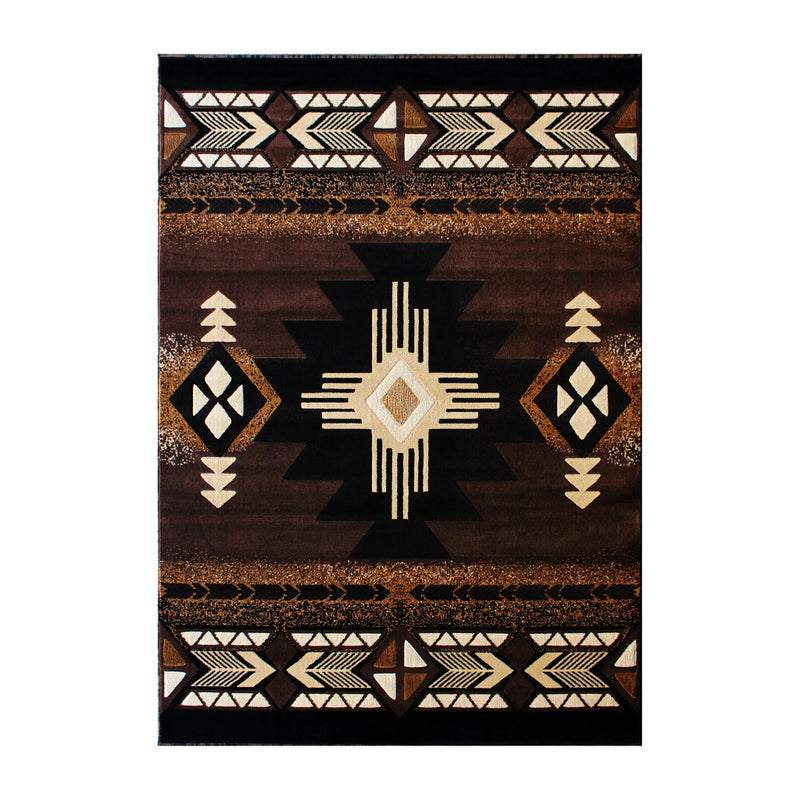 Angie Collection 5' x 7' Chocolate Traditional Southwestern Style Area Rug - Olefin Fibers with Jute Backing iHome Studio