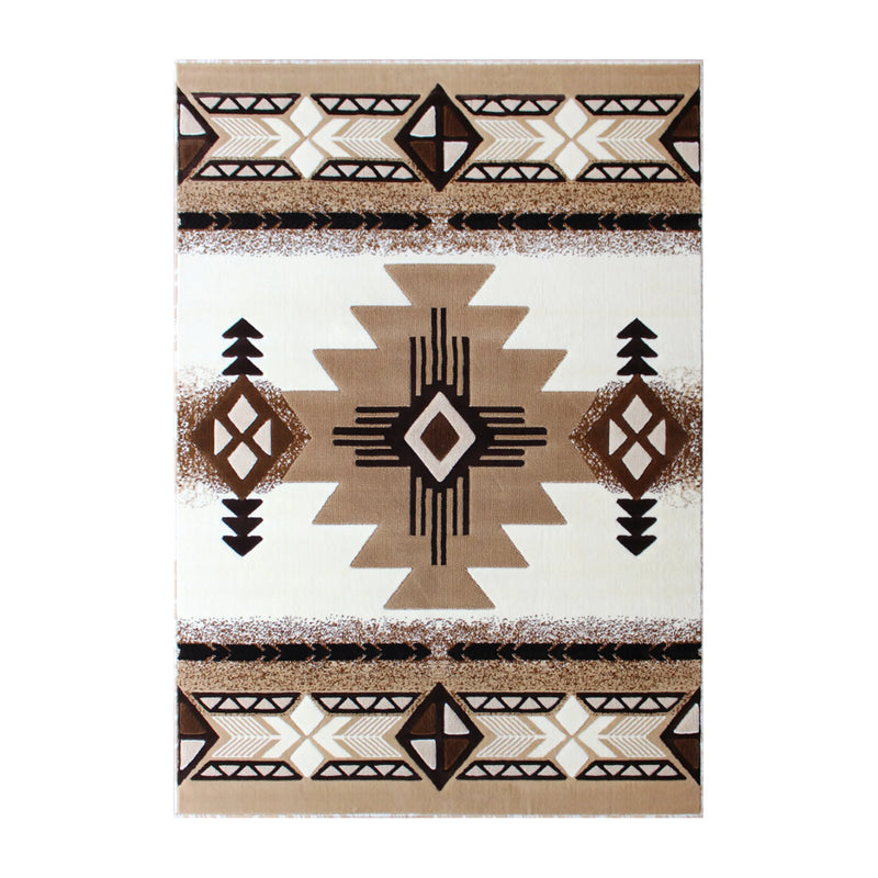 Angie Collection 5' x 7' Ivory Traditional Southwestern Style Area Rug - Olefin Fibers with Jute Backing iHome Studio