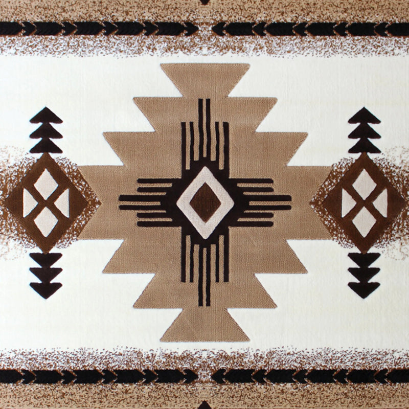 Angie Collection 5' x 7' Ivory Traditional Southwestern Style Area Rug - Olefin Fibers with Jute Backing iHome Studio