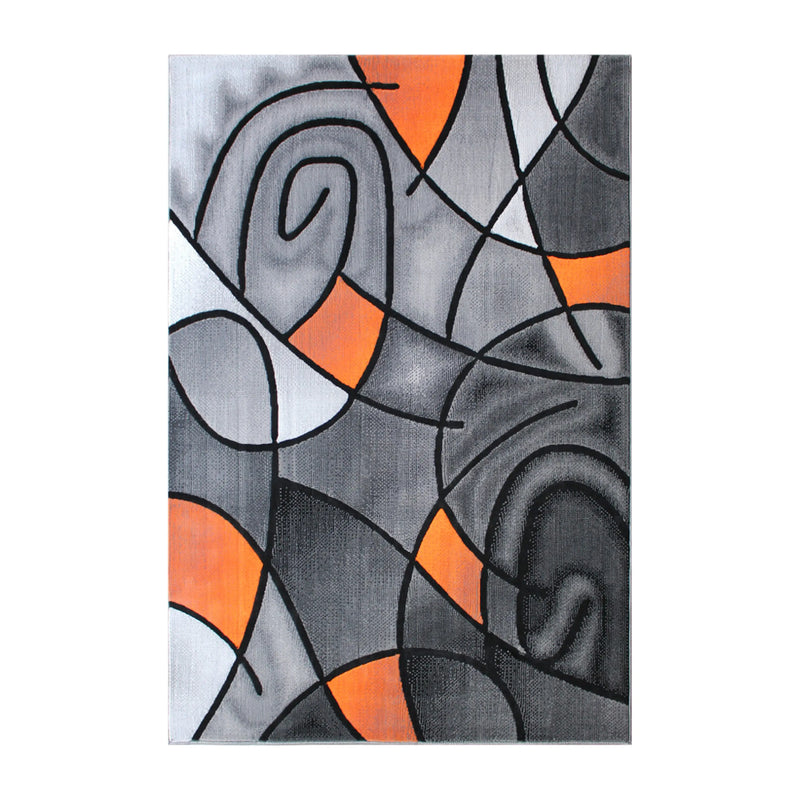 Angie Collection 5' x 7' Orange Abstract Area Rug - Olefin Rug with Jute Backing iHome Studio