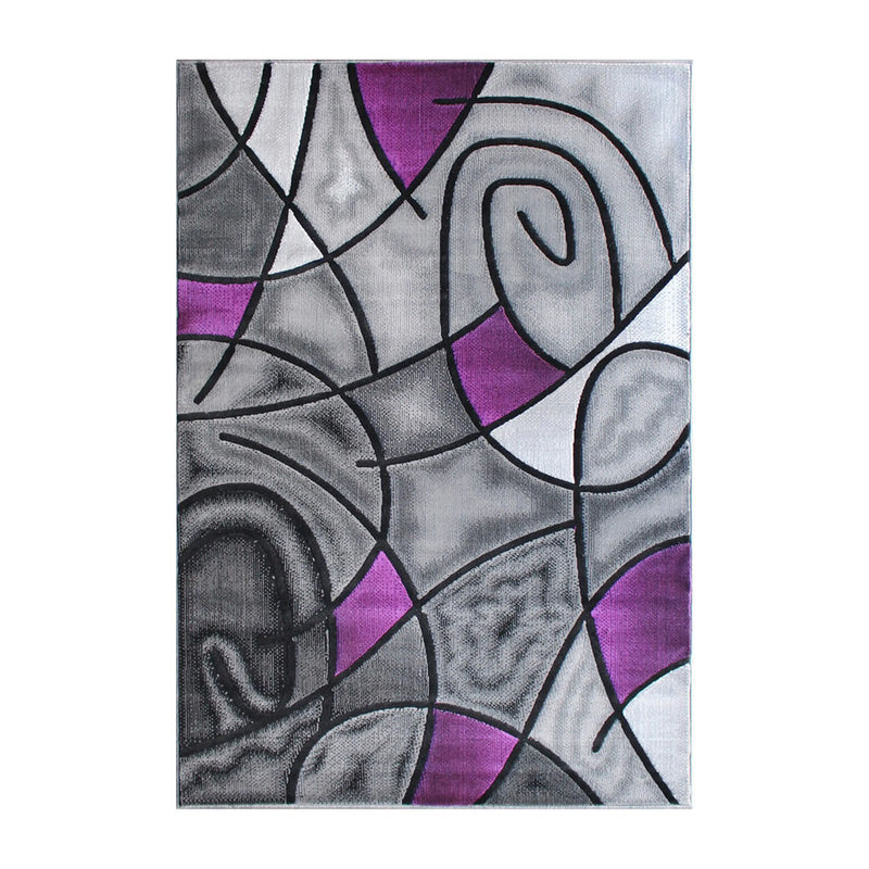 Angie Collection 5' x 7' Purple Abstract Area Rug - Olefin Rug with Jute Backing iHome Studio