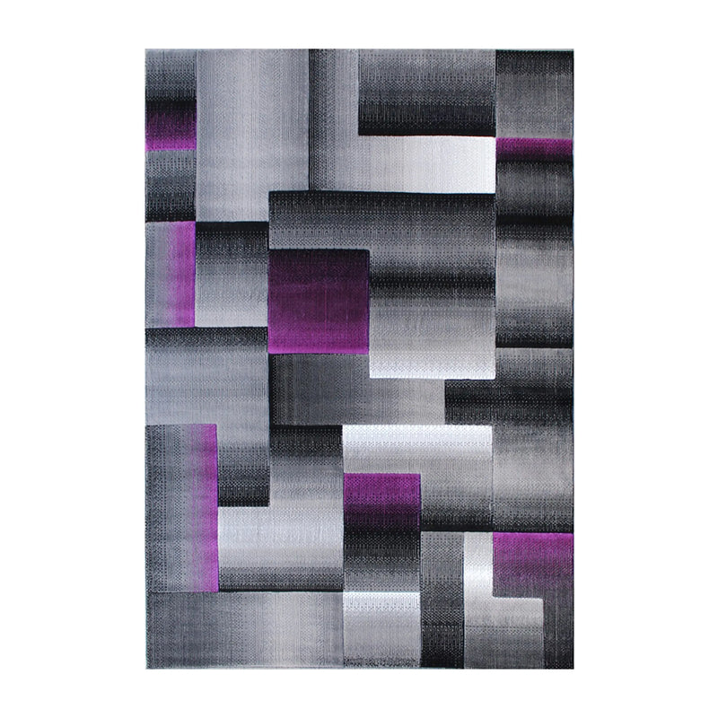 Angie Collection 5' x 7' Purple Color Blocked Area Rug - Olefin Rug with Jute Backing iHome Studio