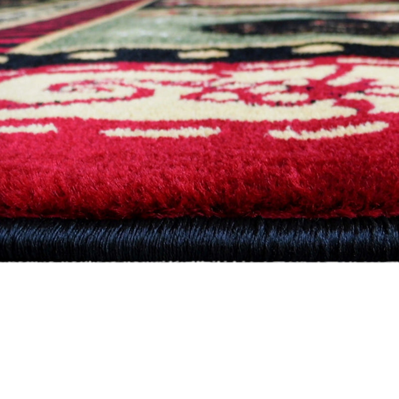 Angie Collection 5' x 7' Red Rooster Themed Olefin Area Rug with Jute Backing iHome Studio
