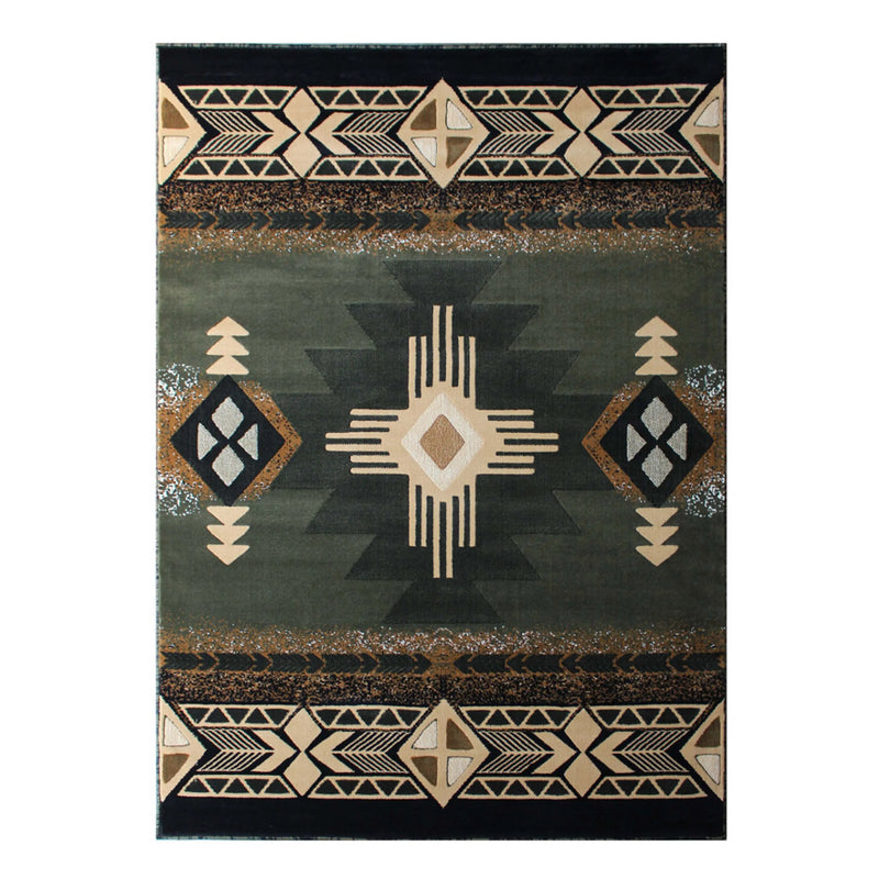 Angie Collection 5' x 7' Sage Traditional Southwestern Style Area Rug - Olefin Fibers with Jute Backing iHome Studio