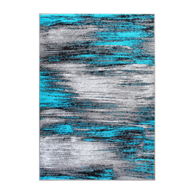 Angie Collection 5' x 7' Turquoise Scraped Design Area Rug - Olefin Rug with Jute Backing iHome Studio