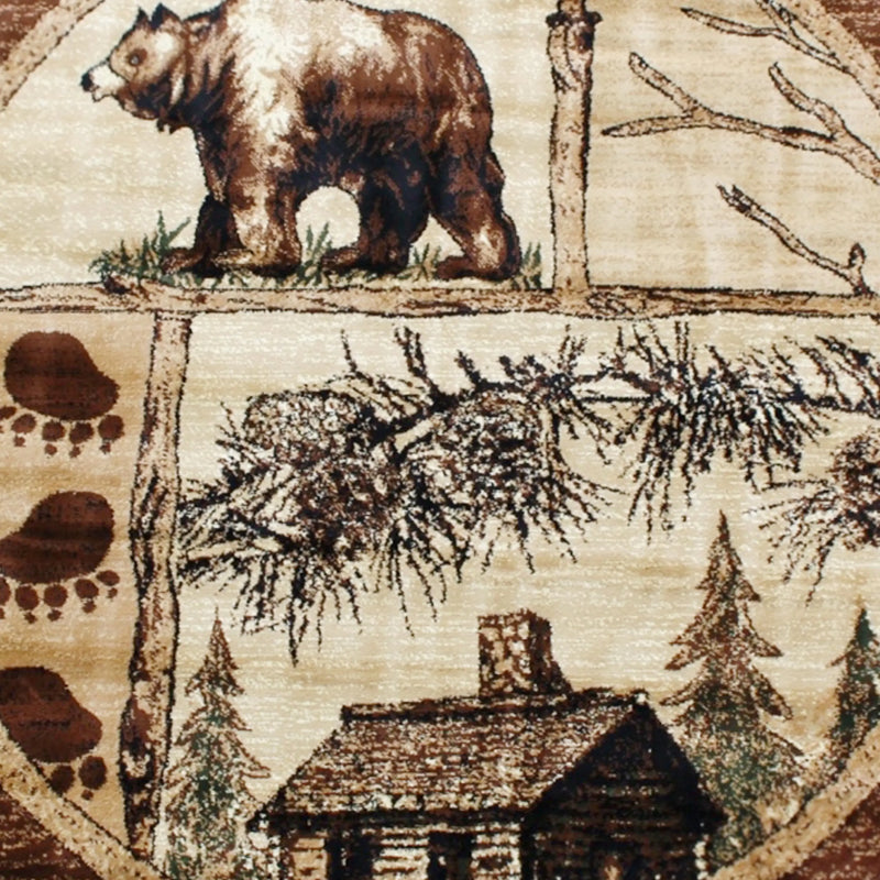 Angie Collection 6' x 6' Rustic Wildlife Themed Area Rug - Olefin Rug with Jute Backing iHome Studio