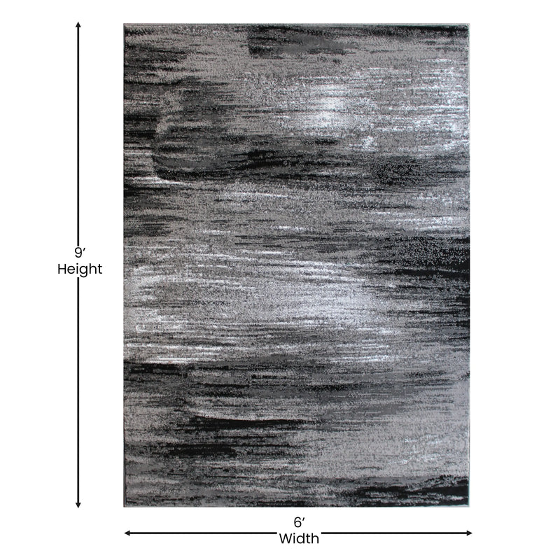 Angie Collection 6' x 9' Gray Scraped Design Area Rug - Olefin Rug with Jute Backing iHome Studio