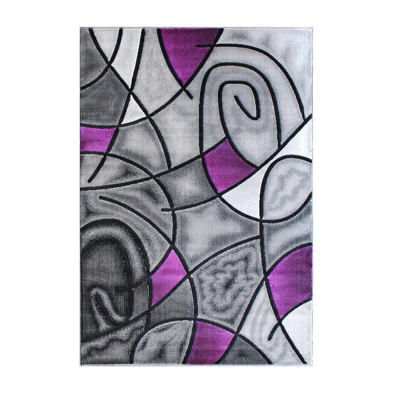 Angie Collection 6' x 9' Purple Abstract Area Rug - Olefin Rug with Jute Backing iHome Studio