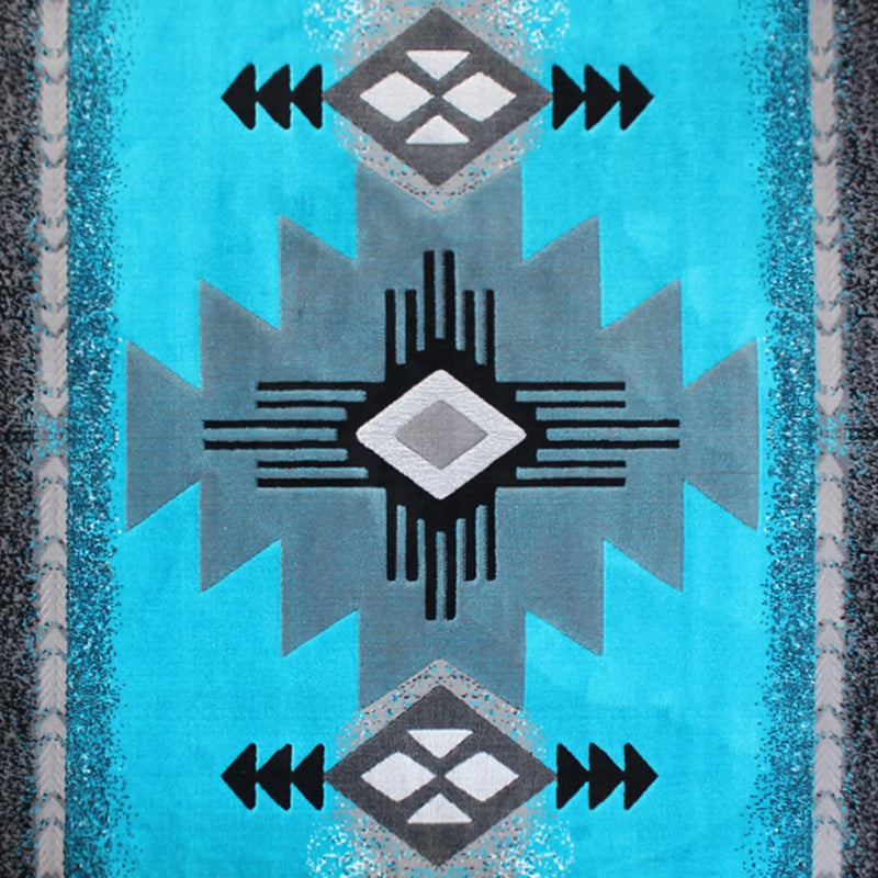 Angie Collection 6' x 9' Turquoise Traditional Southwestern Style Area Rug - Olefin Fibers with Jute Backing iHome Studio