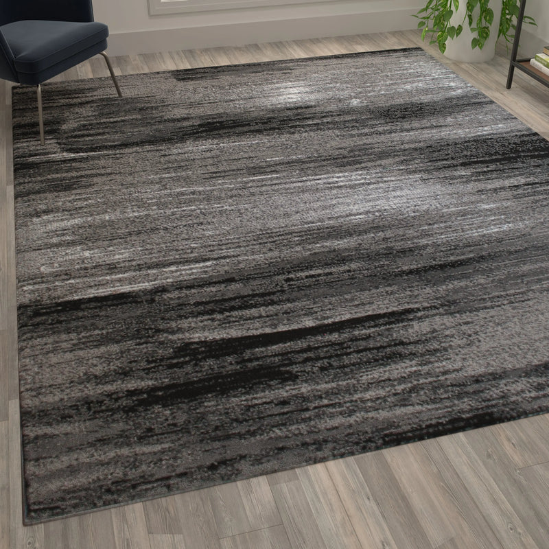 Angie Collection 8' x 10' Gray Scraped Design Area Rug - Olefin Rug with Jute Backing iHome Studio