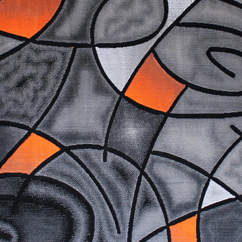 Angie Collection 8' x 10' Orange Abstract Area Rug - Olefin Rug with Jute Backing iHome Studio