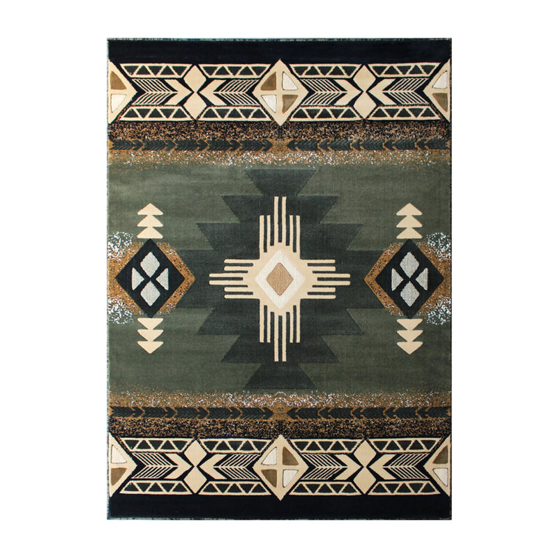 Angie Collection 8' x 10' Sage Traditional Southwestern Style Area Rug - Olefin Fibers with Jute Backing iHome Studio