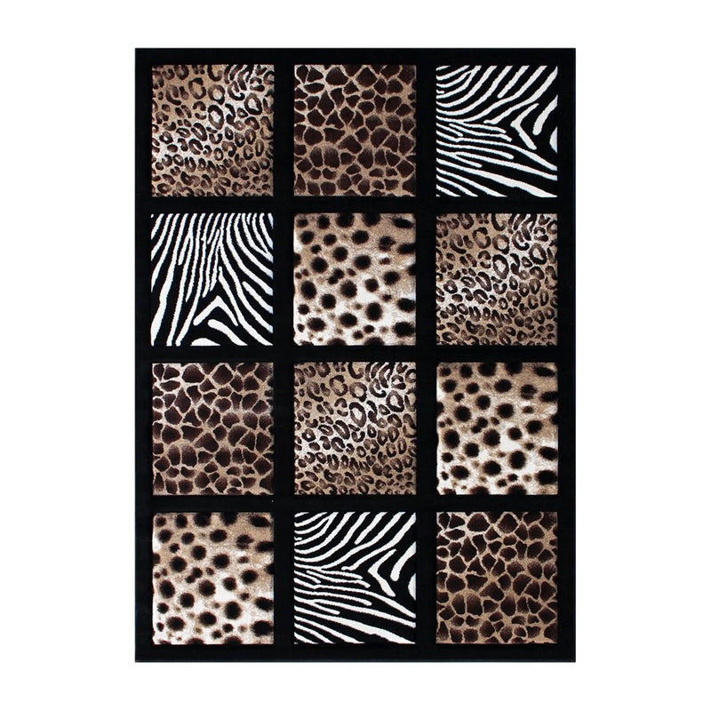 Angie Collection 8' x 11' Modern Animal Print Olefin Area Rug - Animals Design Raised Squares iHome Studio