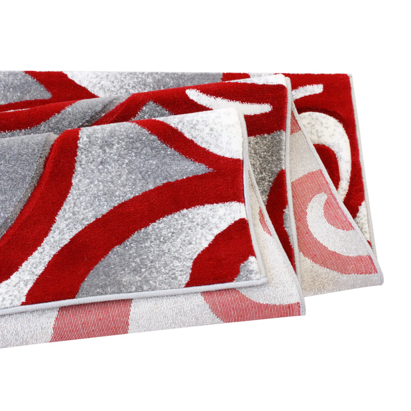 Angie Collection Modern High-Low Pile Swirled 8' x 10' Red Area Rug - Olefin Accent Rug iHome Studio