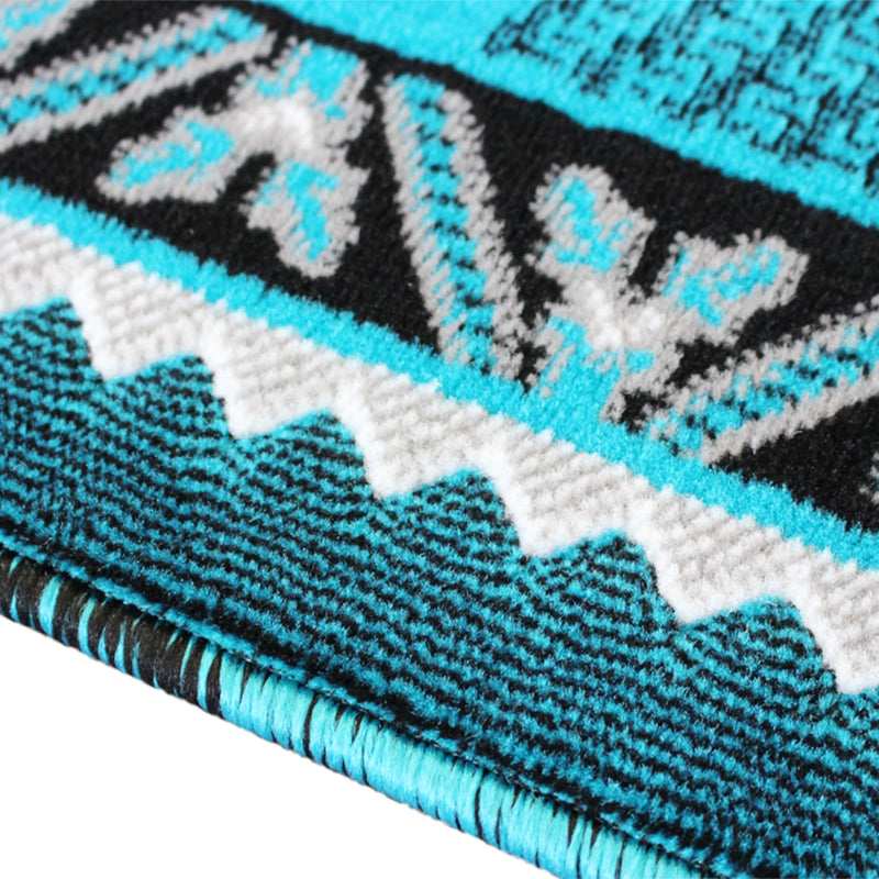 Angie Collection Southwest 2' x 7' Turquoise Area Rug - Olefin Rug with Jute Backing iHome Studio