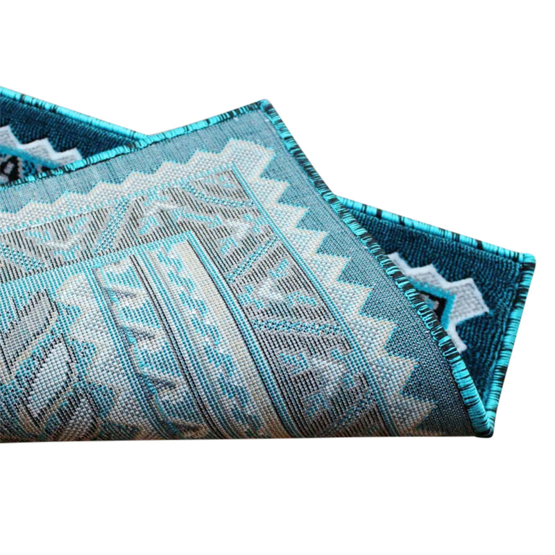 Angie Collection Southwest 2x3 Turquoise Area Rug - Olefin Rug with Jute Backing iHome Studio