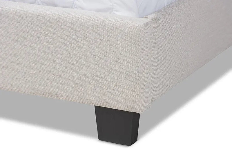 Ansa Beige Fabric Upholstered Bed (King) iHome Studio
