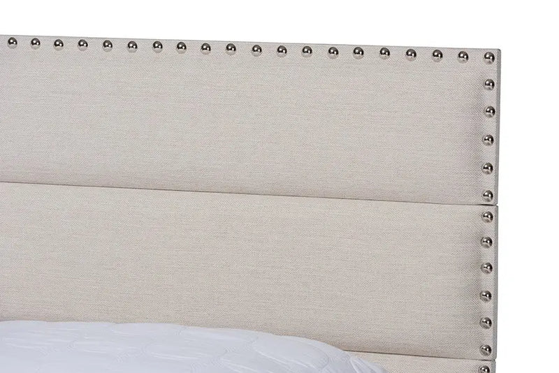 Ansa Beige Fabric Upholstered Bed (Queen) iHome Studio