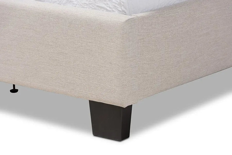 Ansa Beige Fabric Upholstered Bed (Twin) iHome Studio