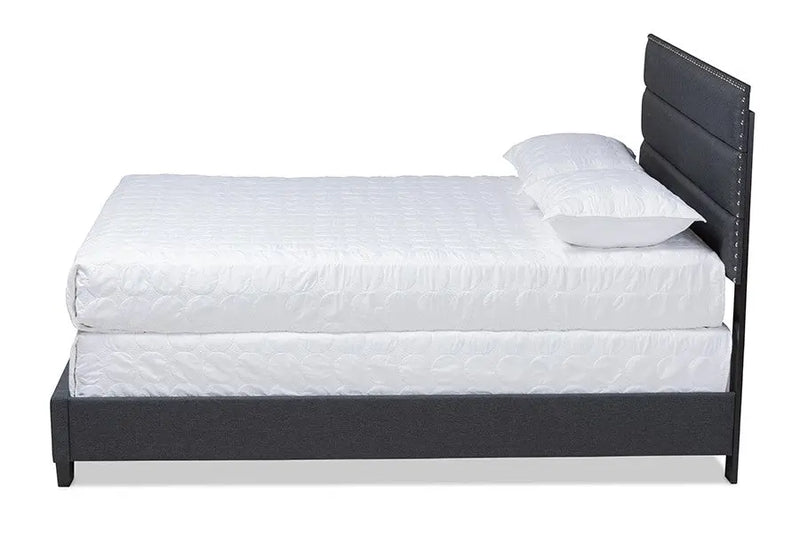 Ansa Dark Grey Fabric Upholstered Bed (Full) iHome Studio