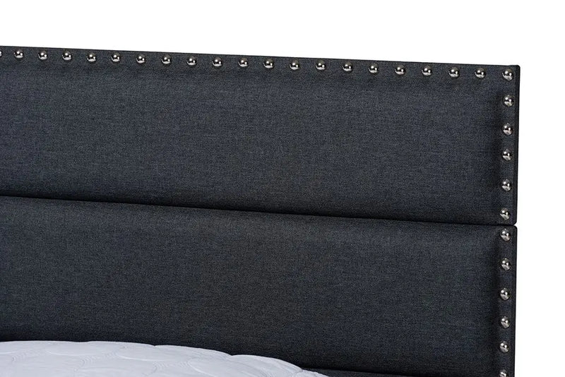 Ansa Dark Grey Fabric Upholstered Bed (King) iHome Studio