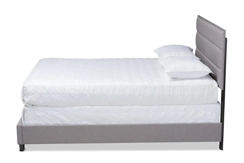 Ansa Grey Fabric Upholstered Bed (Full) iHome Studio