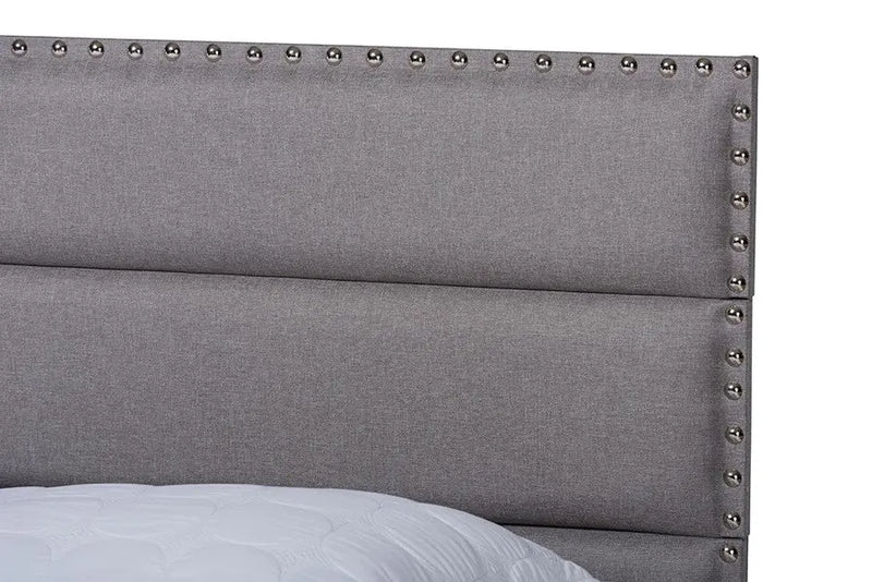 Ansa Grey Fabric Upholstered Bed (Full) iHome Studio