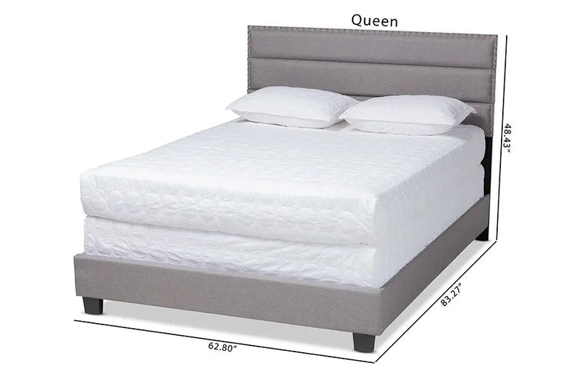 Ansa Grey Fabric Upholstered Bed (Queen) iHome Studio