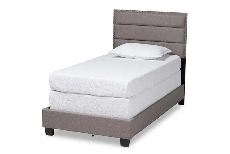 Ansa Grey Fabric Upholstered Bed (Twin) iHome Studio