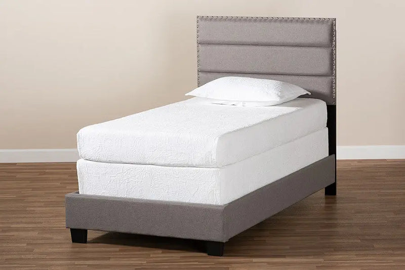 Ansa Grey Fabric Upholstered Bed (Twin) iHome Studio