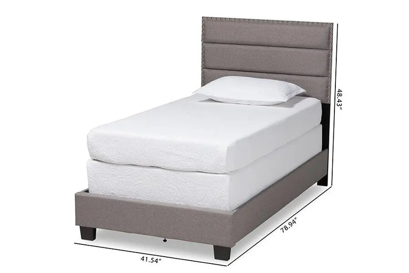 Ansa Grey Fabric Upholstered Bed (Twin) iHome Studio