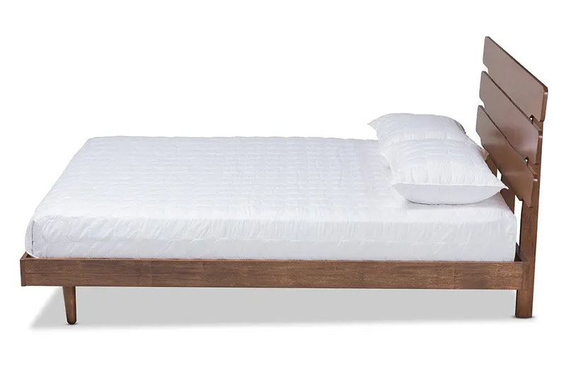 Anzia Walnut Wood Platform bed (Queen) iHome Studio