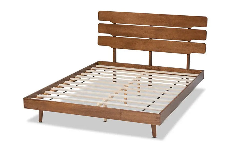 Anzia Walnut Wood Platform bed (Queen) iHome Studio