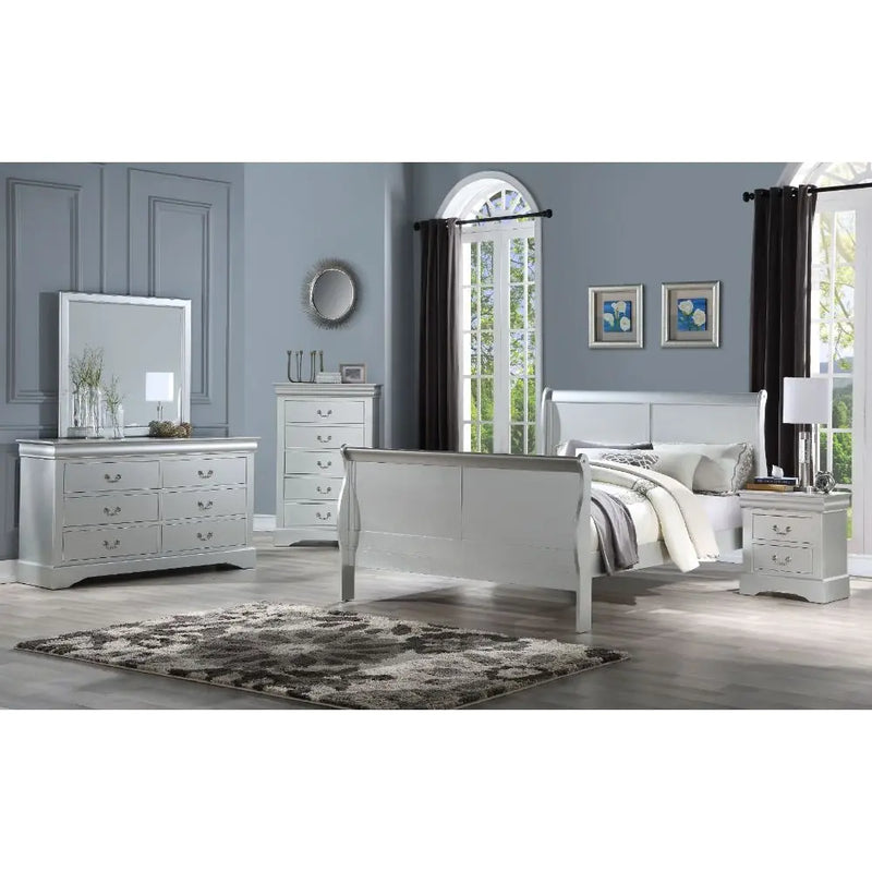 Araceli Queen Bed, Platinum iHome Studio