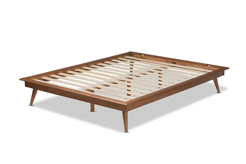 Ariana Walnut Brown Wood Platform Bed (King) iHome Studio