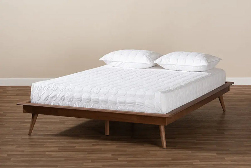 Ariana Walnut Brown Wood Platform Bed (King) iHome Studio