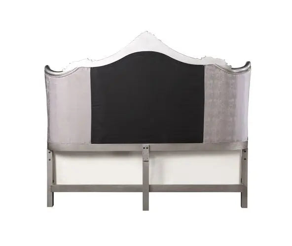 Arianna California King Bed, Velvet & Antique Platinum Finish iHome Studio