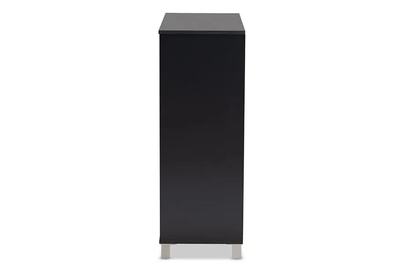 Arielle Dark Grey Finished 2-Door Wood Shoe Storage Cabinet w/Open Shelves iHome Studio