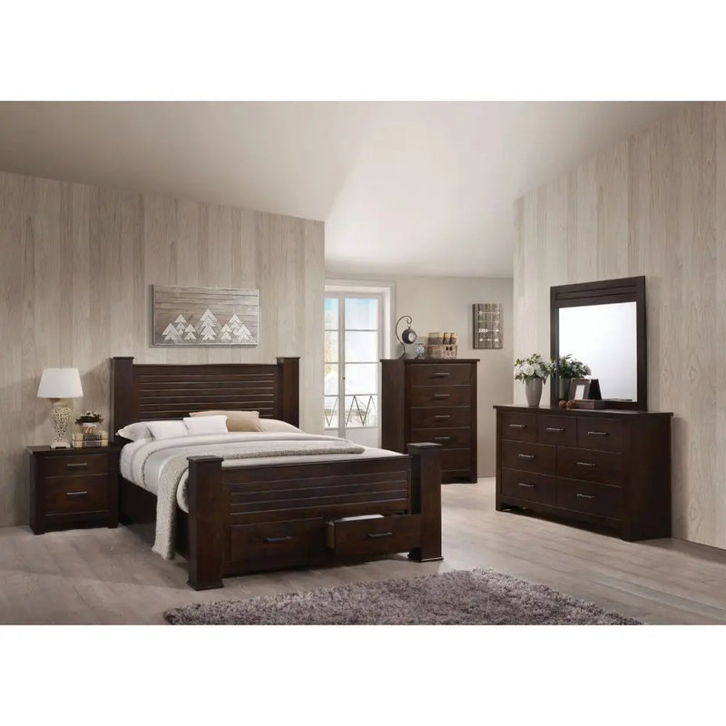 Arlo Queen Bed w/Storage, Mahogany iHome Studio