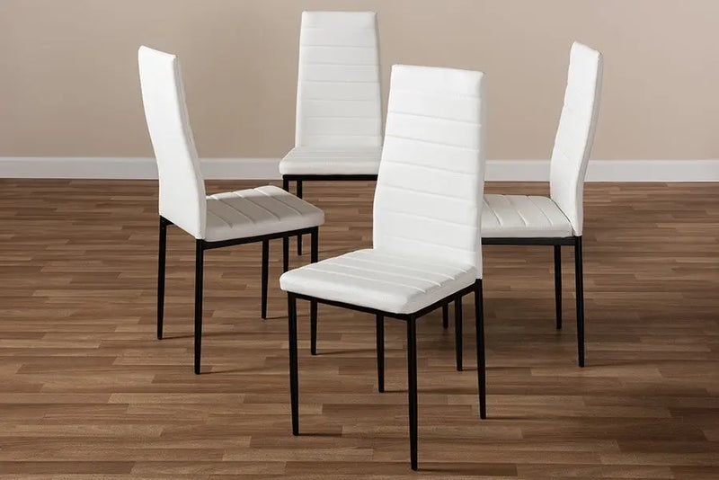 Armand White Faux Leather Upholstered Dining Chair - 4pcs iHome Studio