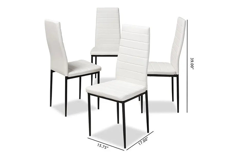 Armand White Faux Leather Upholstered Dining Chair - 4pcs iHome Studio