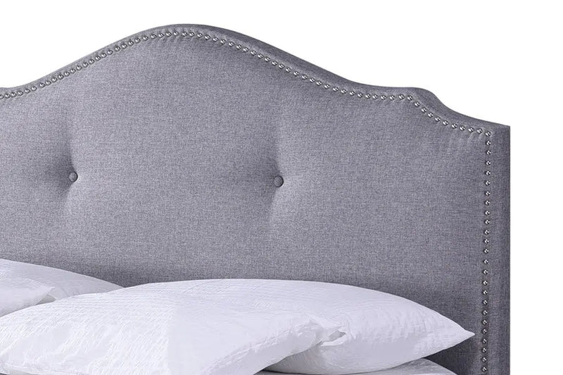Armeena Grey Linen Storage Bed w/Upholstered Headboard (King) iHome Studio