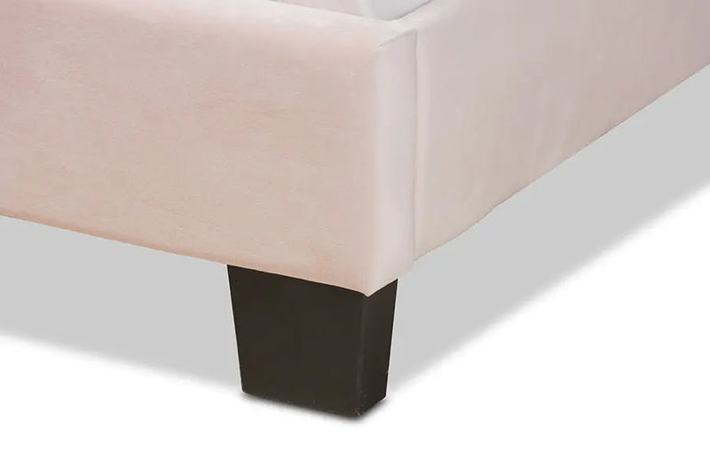 Armidale Light Pink Velvet Fabric Upholstered Panel Bed (Queen) iHome Studio