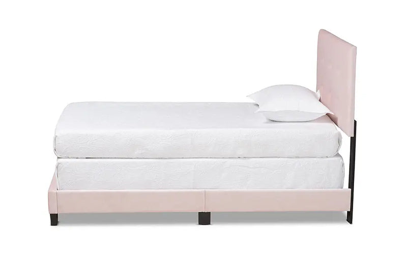 Armidale Light Pink Velvet Fabric Upholstered Panel Bed (Twin) iHome Studio