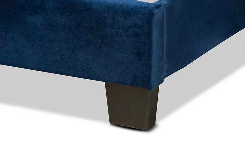 Armidale Navy Blue Velvet Fabric Upholstered Panel Bed (Queen) iHome Studio