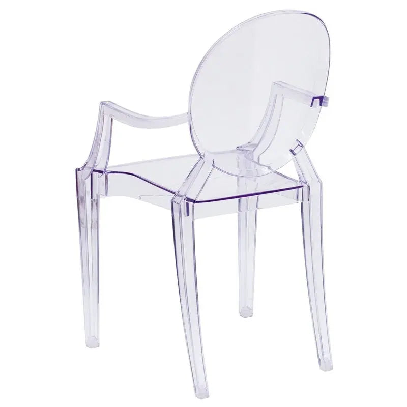 Asbury Ghost Chair with Curved Arms in Transparent Crystal iHome Studio