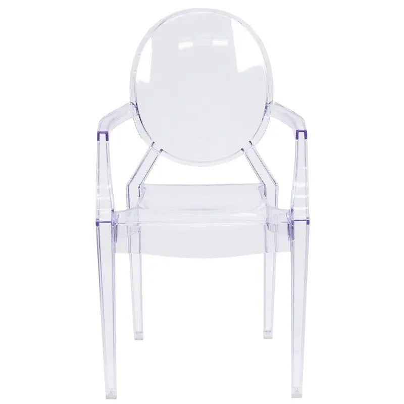Asbury Ghost Chair with Curved Arms in Transparent Crystal iHome Studio