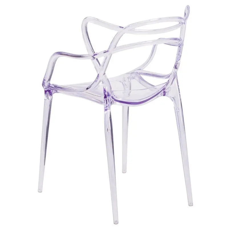 Asbury Transparent Ghost Stacking Side Chair Integrated Arms iHome Studio